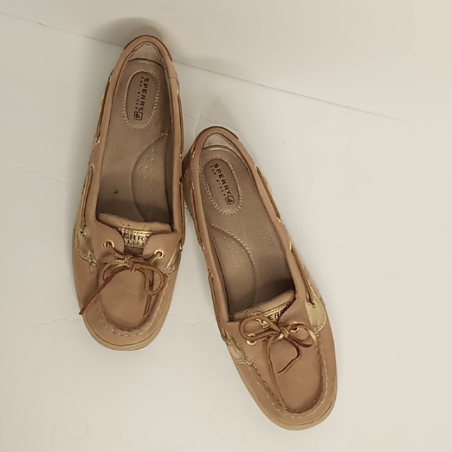 Sperry Top Sider Gold/Tan And Angelfish Eyelet Bost Shoes - Women's Size 9.5m
